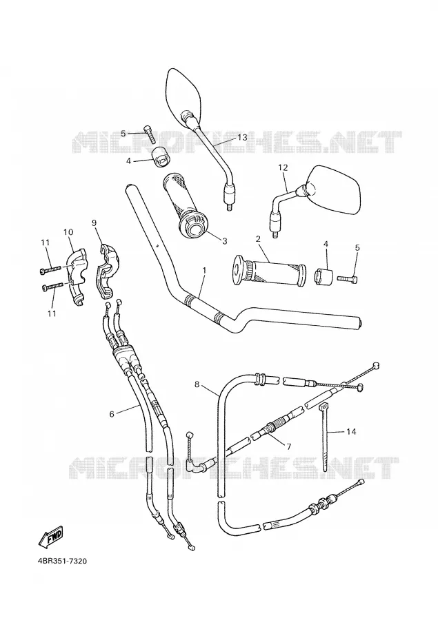 GUIDON ET CABLES Yamaha MOTO 600 1997 XJS DIVERSION  XJ600S