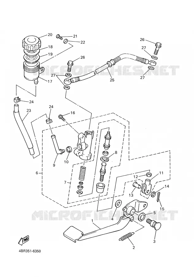 MAITRE CYLINDRE DE FREIN ARRIERE Yamaha MOTO 600 1997 XJS DIVERSION  XJ600S