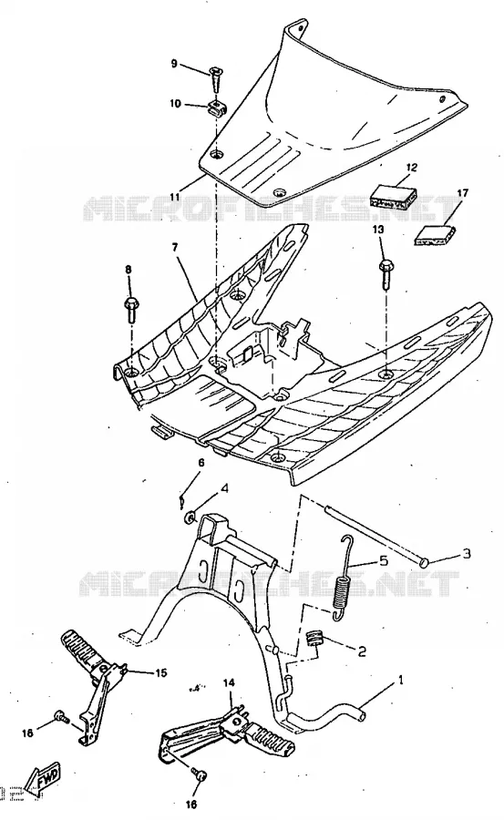 SUPPORT / REPOSE PIEDS Yamaha SCOOTER 50 1997 BOOSTER  CW50RS