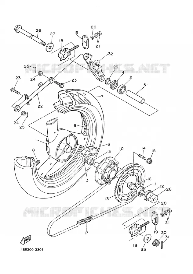 ROUE ARRIERE Yamaha MOTO 600 1997 XJS DIVERSION  XJ600S'97