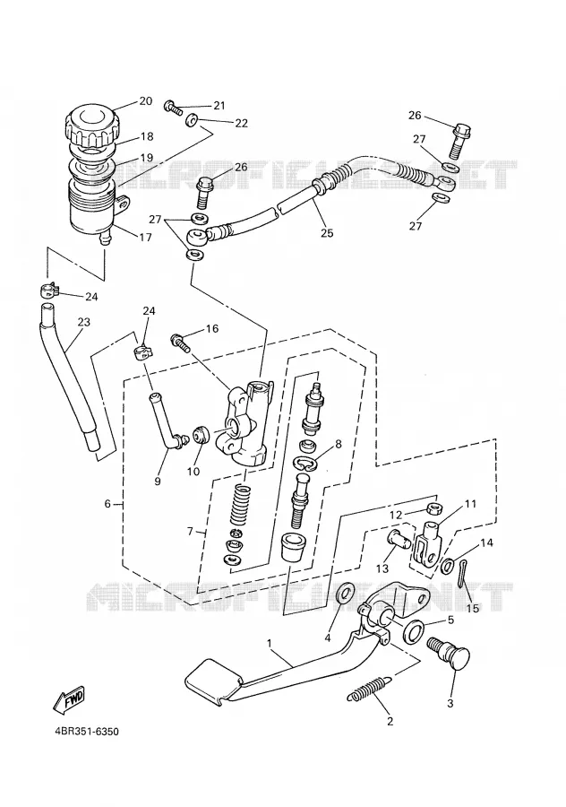 MAITRE CYLINDRE DE FREIN ARRIERE Yamaha MOTO 600 1997 XJS DIVERSION  XJ600S'97