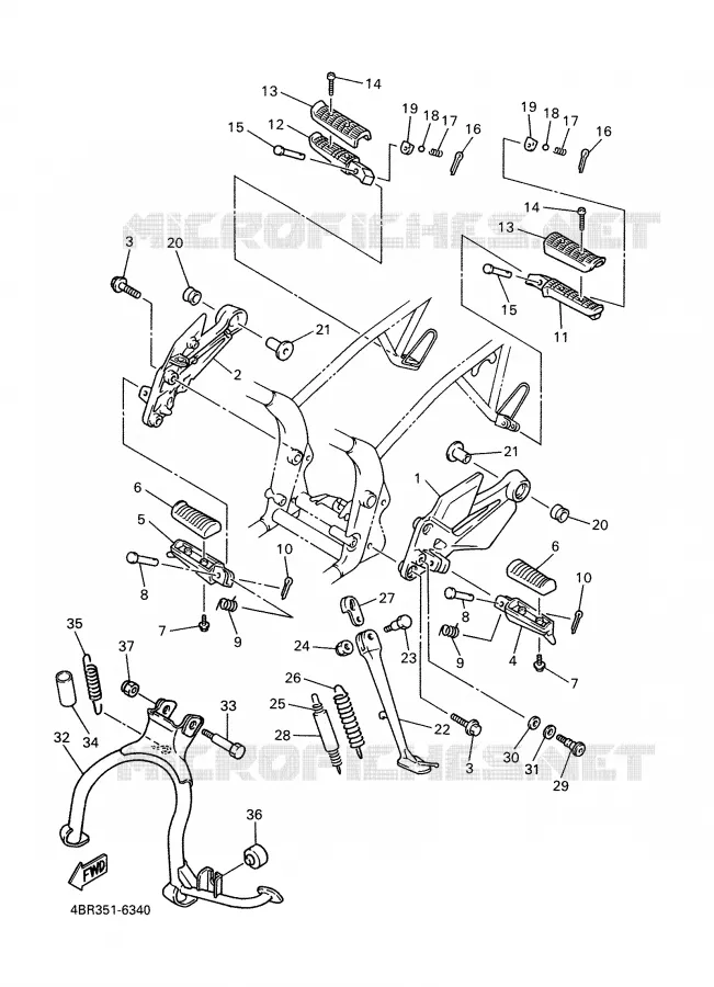 BEQUILLE / REPOSE PIEDS Yamaha MOTO 600 1997 XJS DIVERSION  XJ600S'97