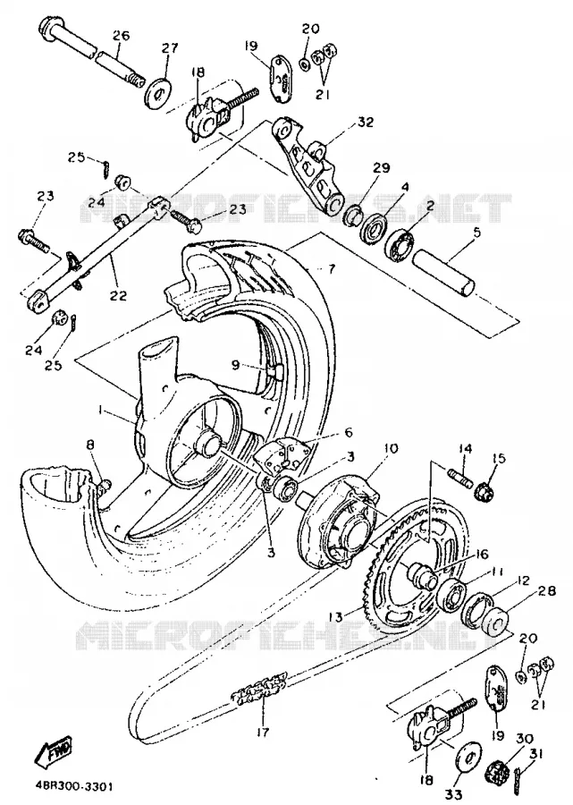 ROUE ARRIERE Yamaha MOTO 600 1993 XJS DIVERSION  XJ600SN (20.3KW