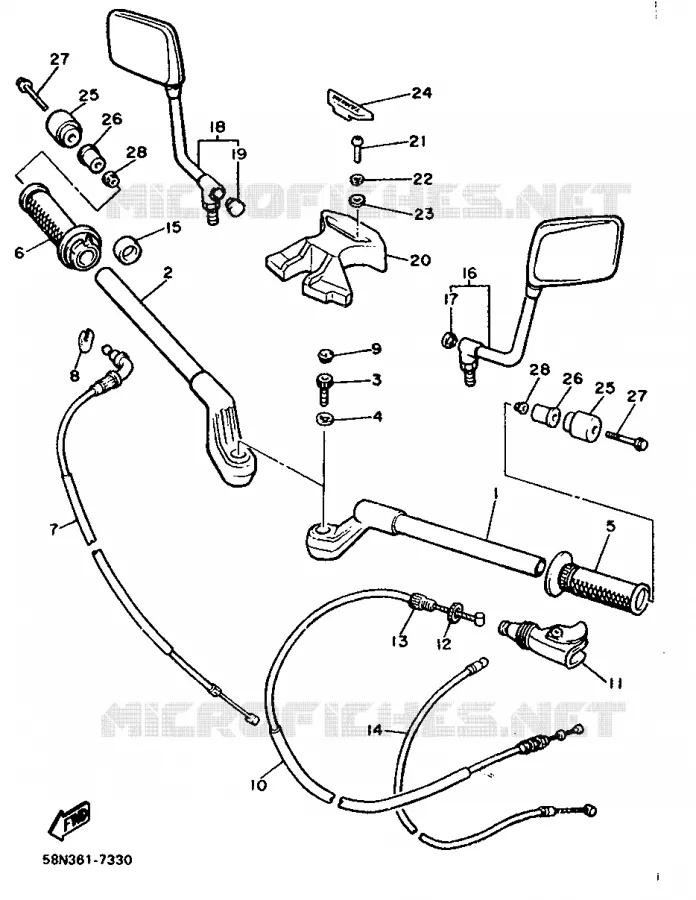 GUIDON ET CABLES Yamaha MOTO 900 1987 XJ  XJ900F