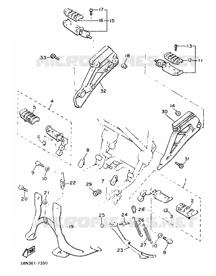 SUPPORT / REPOSE PIEDS Yamaha MOTO 900 1989 XJ  XJ900F