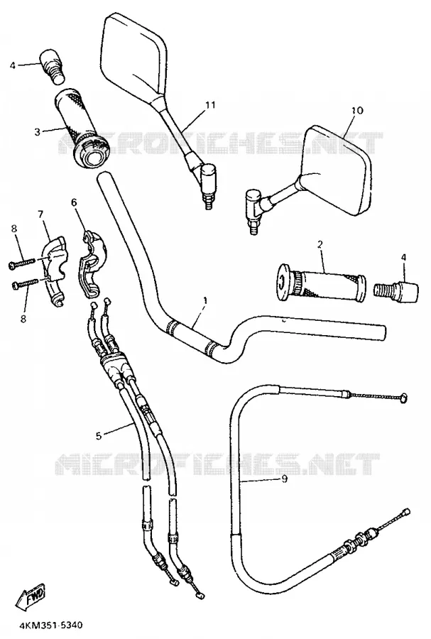 GUIDON ET CABLES Yamaha MOTO 900 1995 DIVERSION  XJ900S