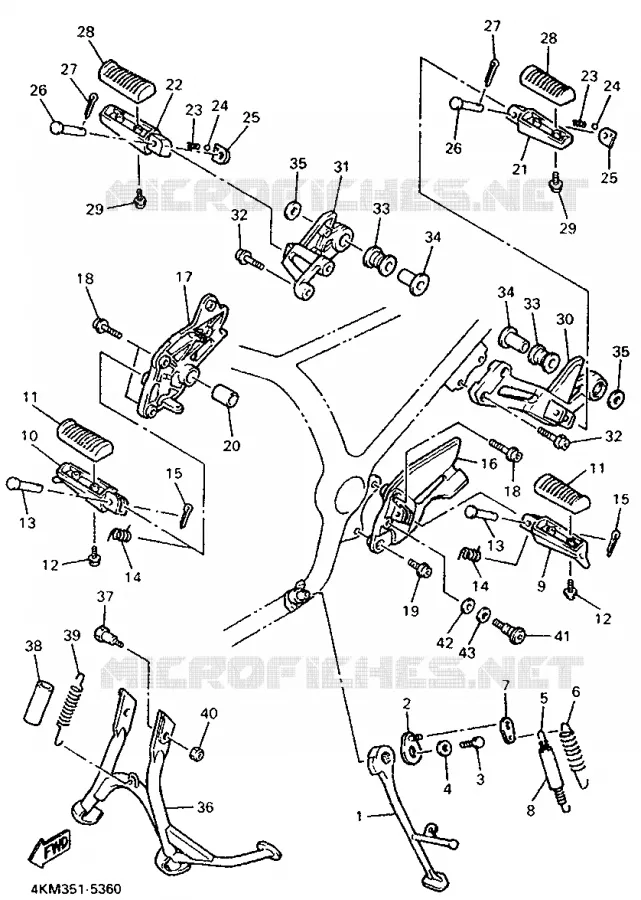 SUPPORT / REPOSE PIEDS Yamaha MOTO 900 1995 DIVERSION  XJ900S