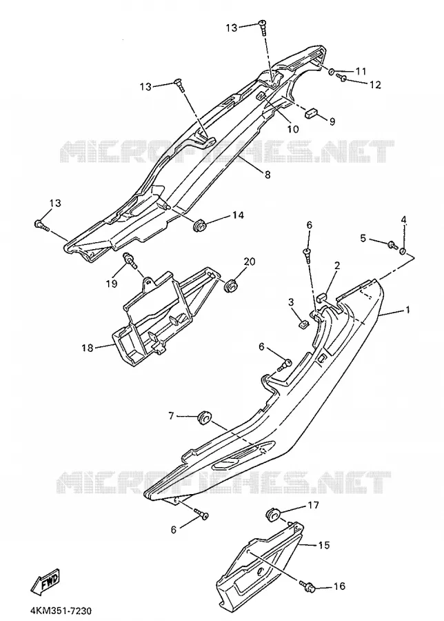 COUVERCLE LATERAL Yamaha MOTO 900 1997 DIVERSION  XJ900S