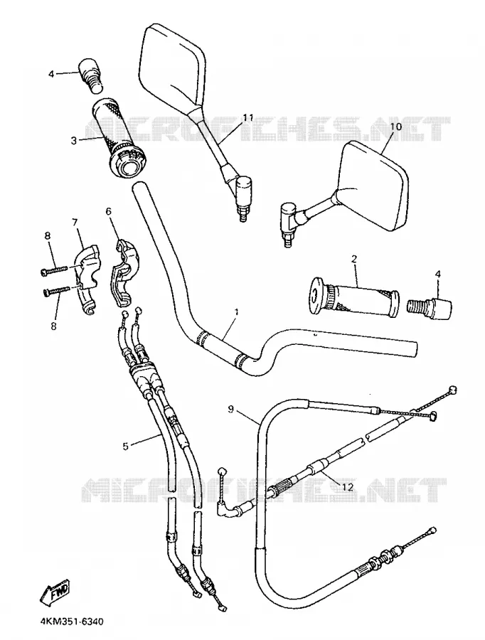 GUIDON ET CABLES Yamaha MOTO 900 1997 DIVERSION  XJ900S