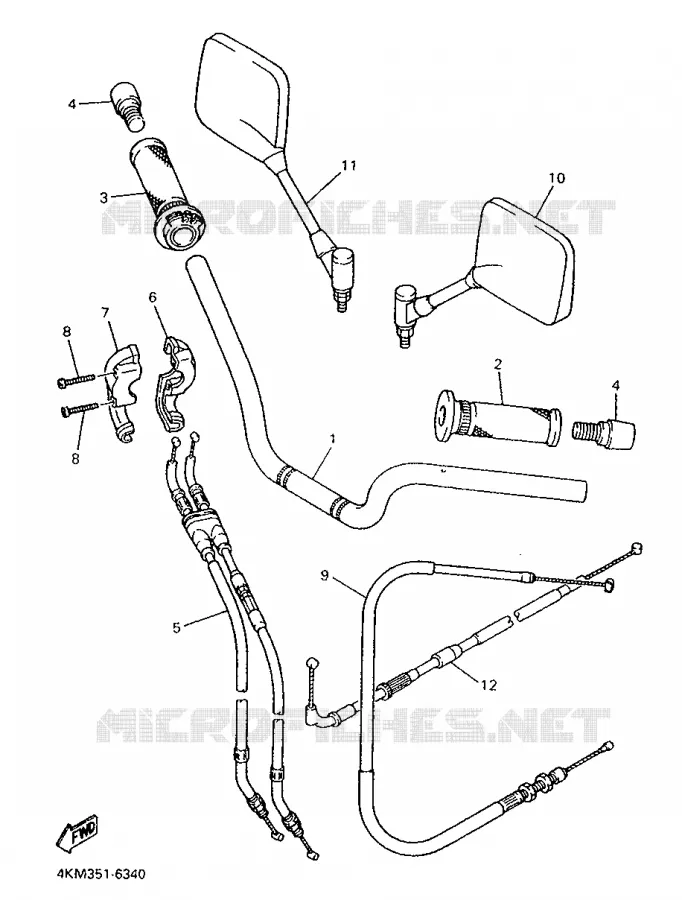 GUIDON ET CABLES Yamaha MOTO 900 1997 DIVERSION  XJ900S