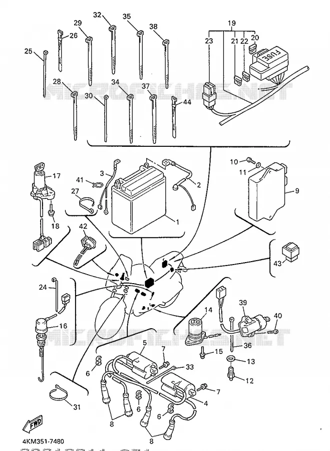 PARTIE ELECTRIQUE 2 Yamaha MOTO 900 1998 DIVERSION  XJ900S