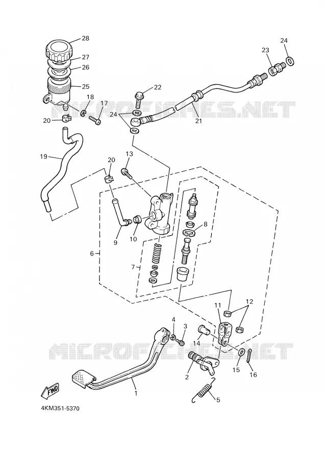 MAITRE CYLINDRE DE FREIN ARRIERE Yamaha MOTO 900 2002 DIVERSION  XJ900S