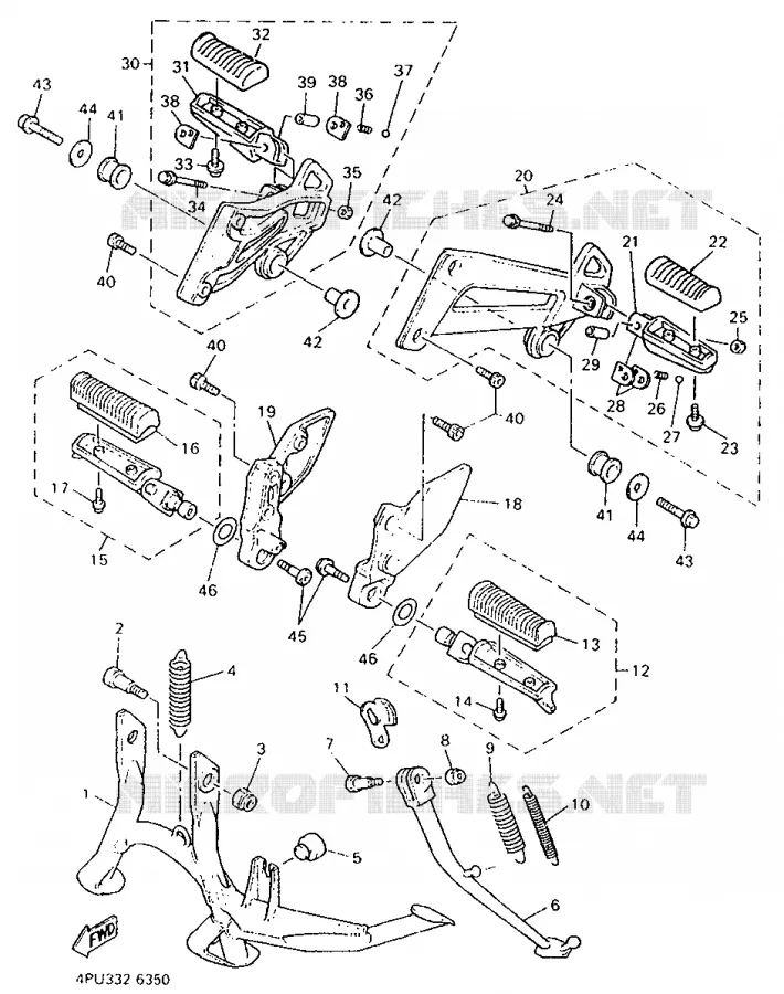 SUPPORT / REPOSE PIEDS Yamaha MOTO 1200 1998 XJR  XJR1200