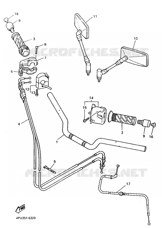 GUIDON ET CABLES Yamaha MOTO 1200 1998 XJR  XJR1200