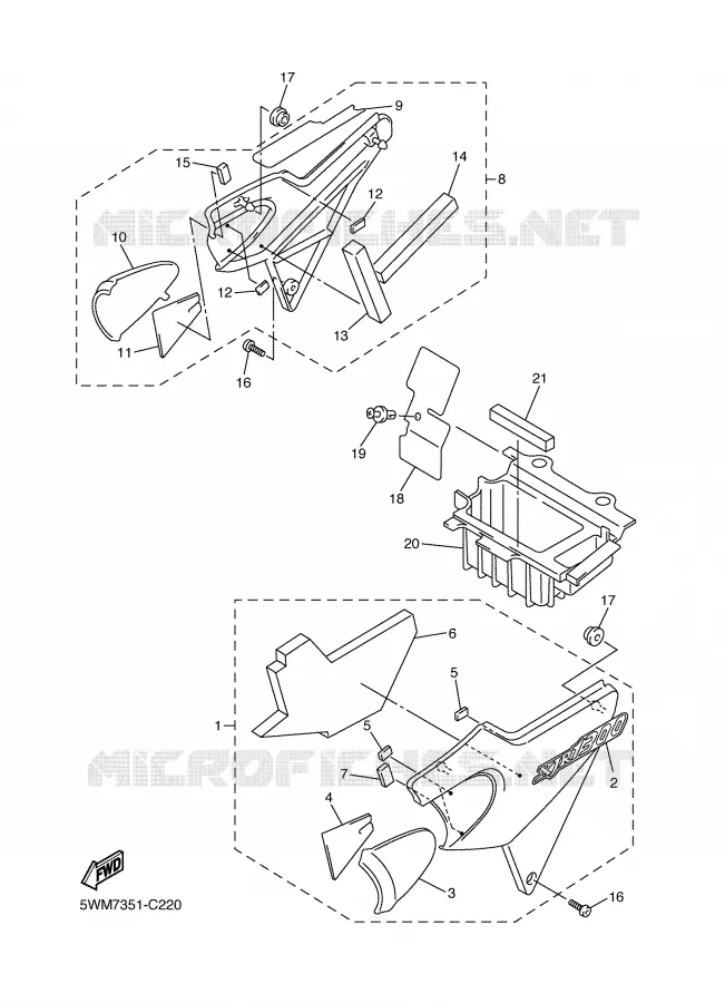 COUVERCLE LATERAL Yamaha MOTO 1300 2004 XJR  XJR1300