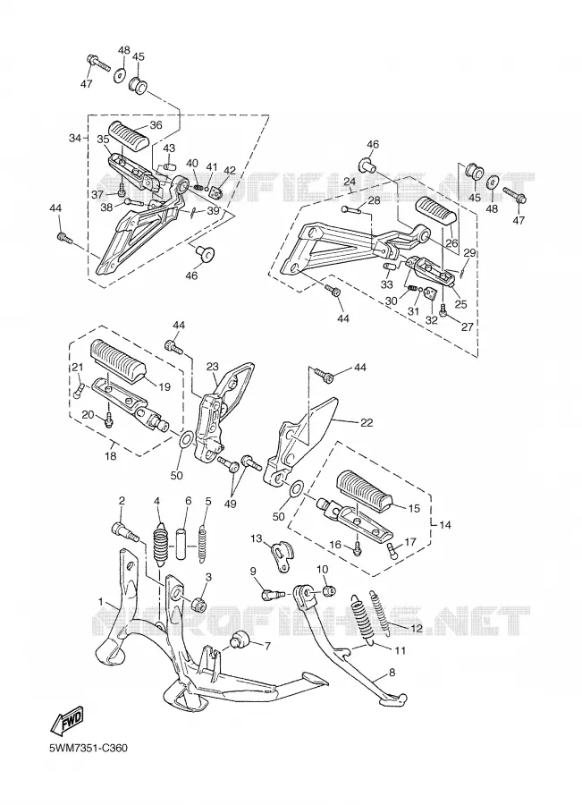 BEQUILLE / REPOSE PIEDS Yamaha MOTO 1300 2006 XJR  XJR1300