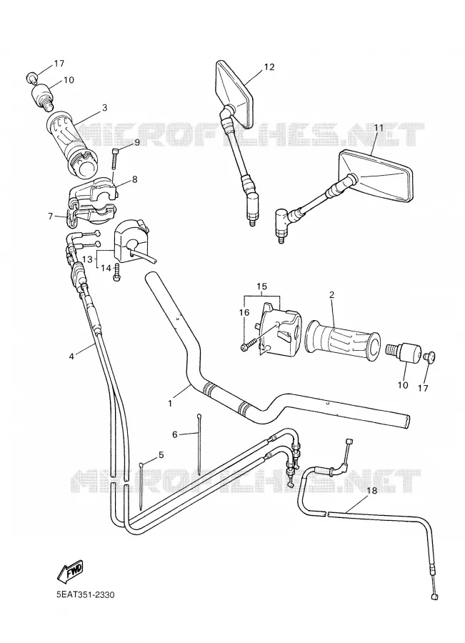GUIDON ET CABLES Yamaha MOTO 1300 2002 XJR  XJR1300P