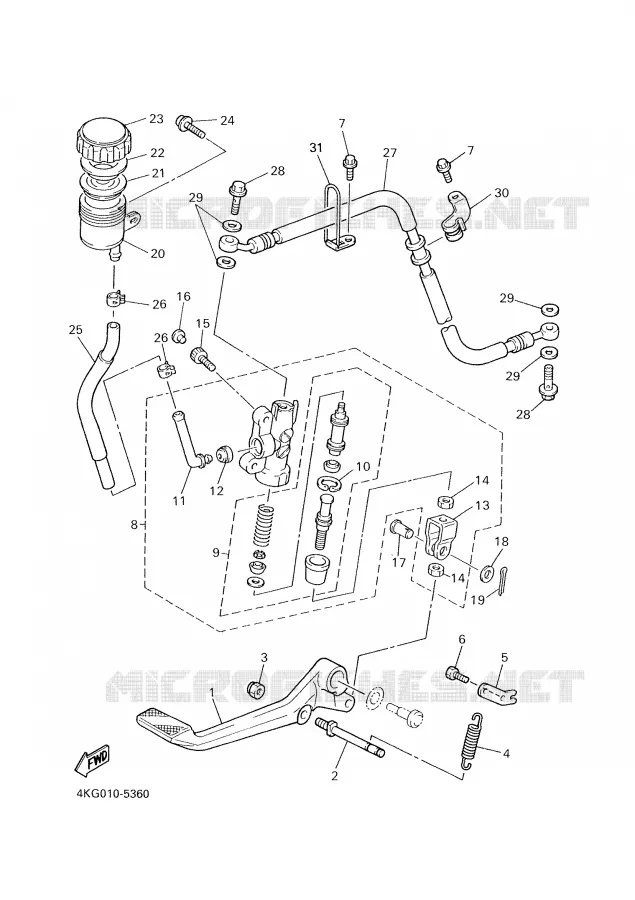 MAITRE CYLINDRE DE FREIN ARRIERE Yamaha MOTO 1300 2000 XJR  XJR1300SP