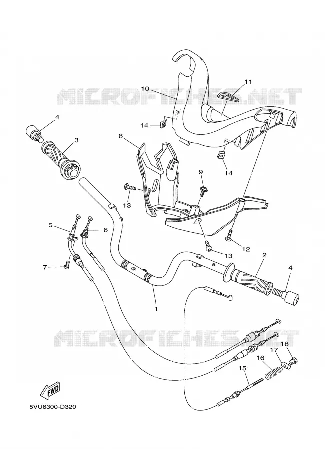 GUIDON ET CABLES Yamaha SCOOTER 500 2007 TMAX ABS  XP500A TMAX