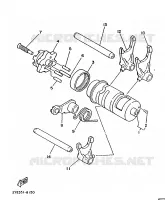 BARILLET DE SELECTION / FOURCHETTES pour Yamaha XT125 de 1988