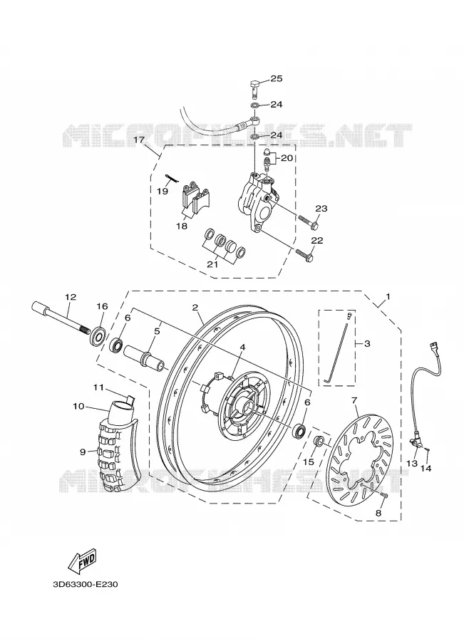 SYSTÈME DE FREIN / ROUE AVANT Yamaha MOTO 125 2006 XTR  XT125R