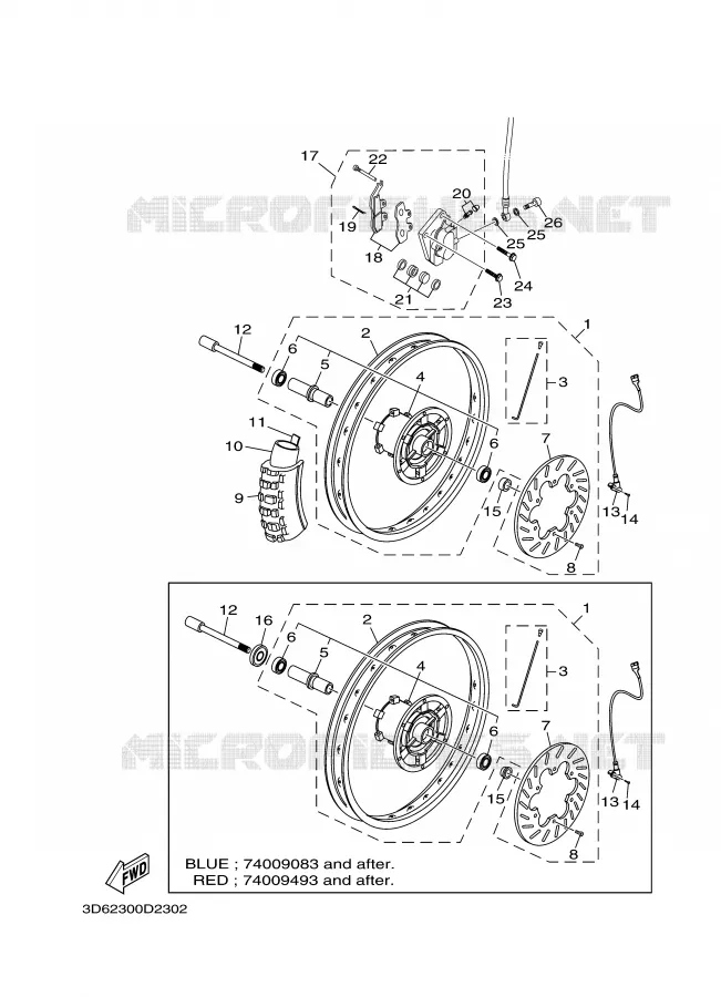 SYSTÈME DE FREIN / ROUE AVANT Yamaha MOTO 125 2005 XTX  XT125X