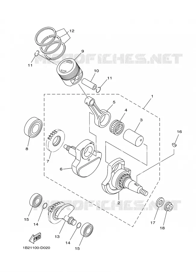 VILEBREQUIN / PISTON Yamaha MOTO 125 2007 XTX  XT125X