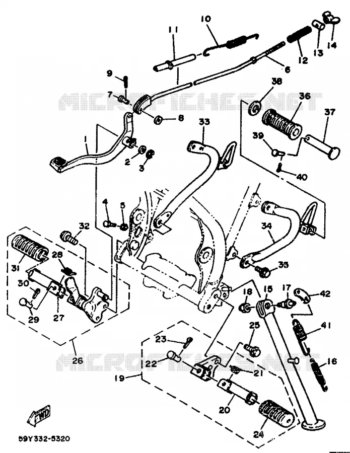 SUPPORT / REPOSE PIEDS Yamaha MOTO 350 1992 XT  XT350
