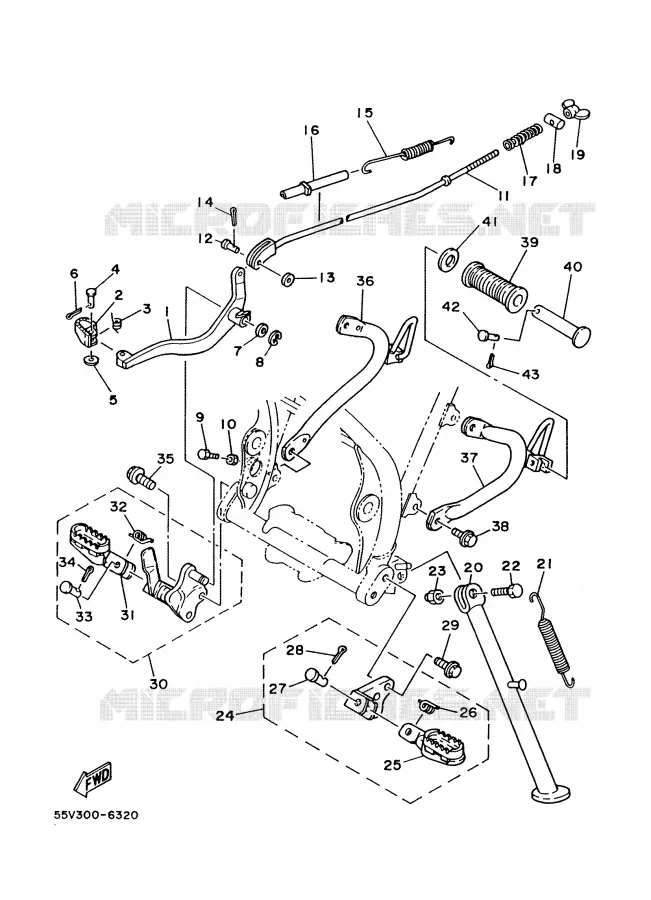 SUPPORT / REPOSE PIEDS Yamaha MOTO 350 1988 XT  XT350'88