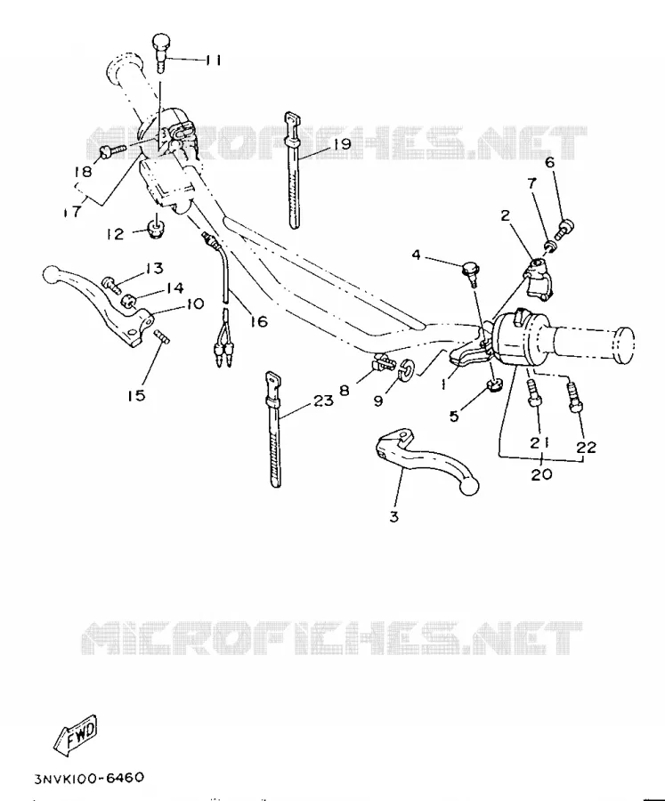 COMMODO / LEVIER Yamaha MOTO 350 1996 XT  XT350H