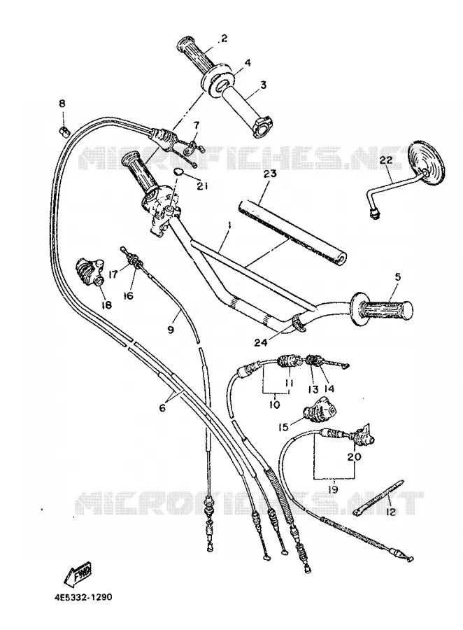 GUIDON ET CABLES Yamaha MOTO 500 1986 XT  XT500