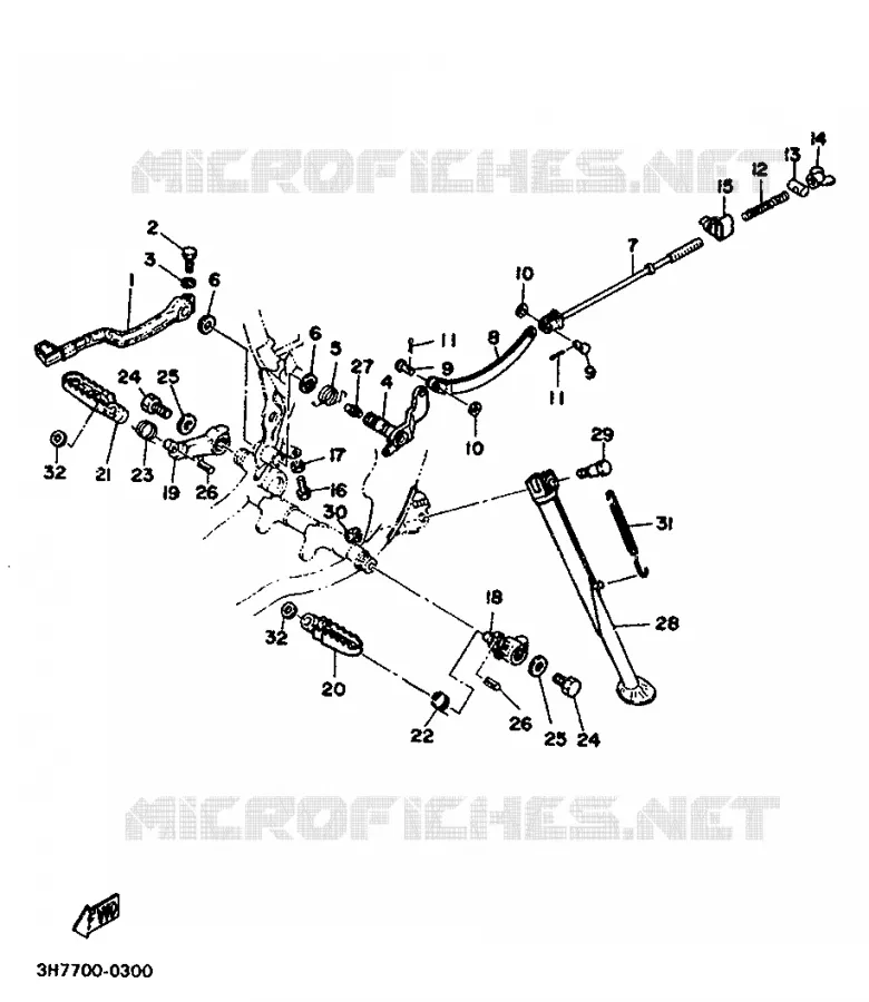 SUPPORT / REPOSE PIEDS Yamaha MOTO 500 1988 XT  XT500