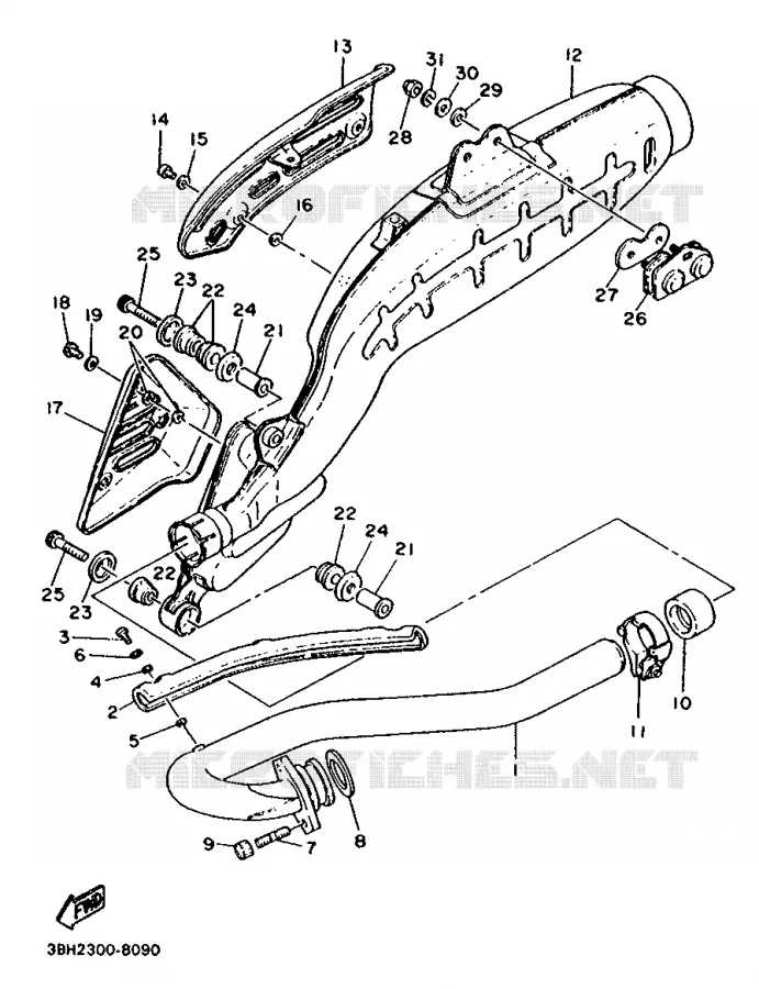 ECHAPPEMENT Yamaha MOTO 500 1988 XT  XT500
