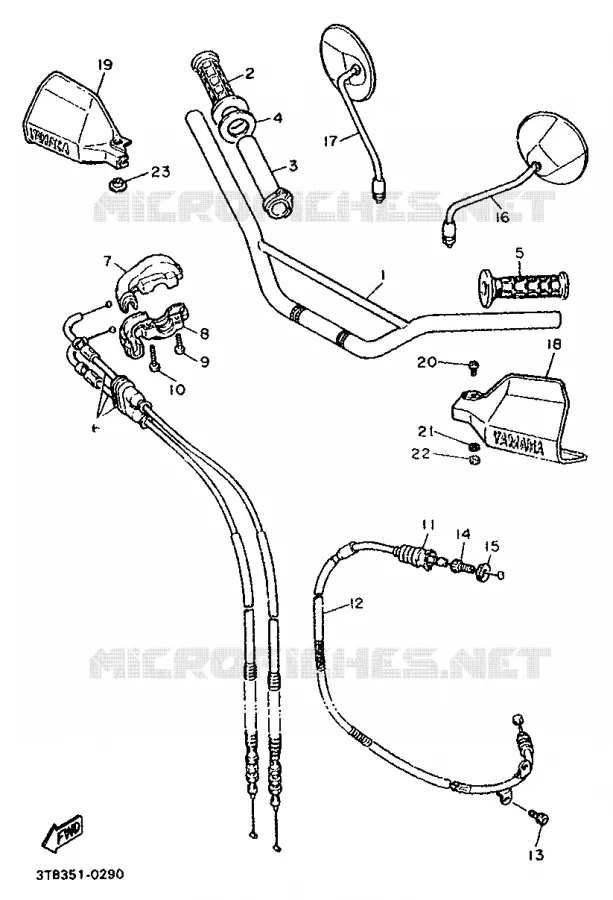 GUIDON ET CABLES Yamaha MOTO 500 1990 XTE  XT500E