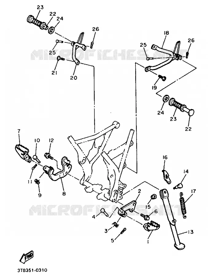 SUPPORT / REPOSE PIEDS Yamaha MOTO 500 1990 XTE  XT500E