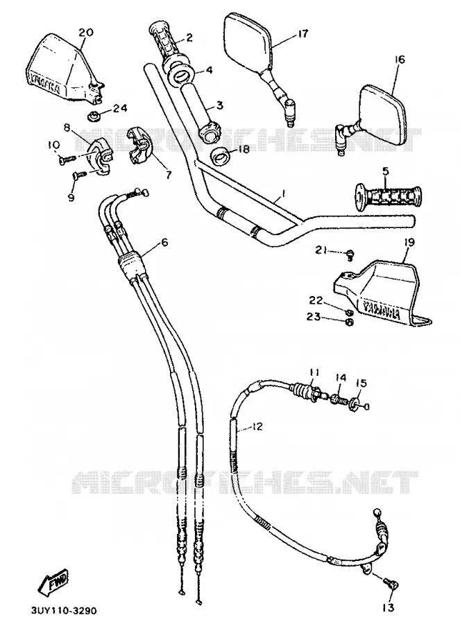 GUIDON ET CABLES Yamaha MOTO 500 1993 XTE  XT500E