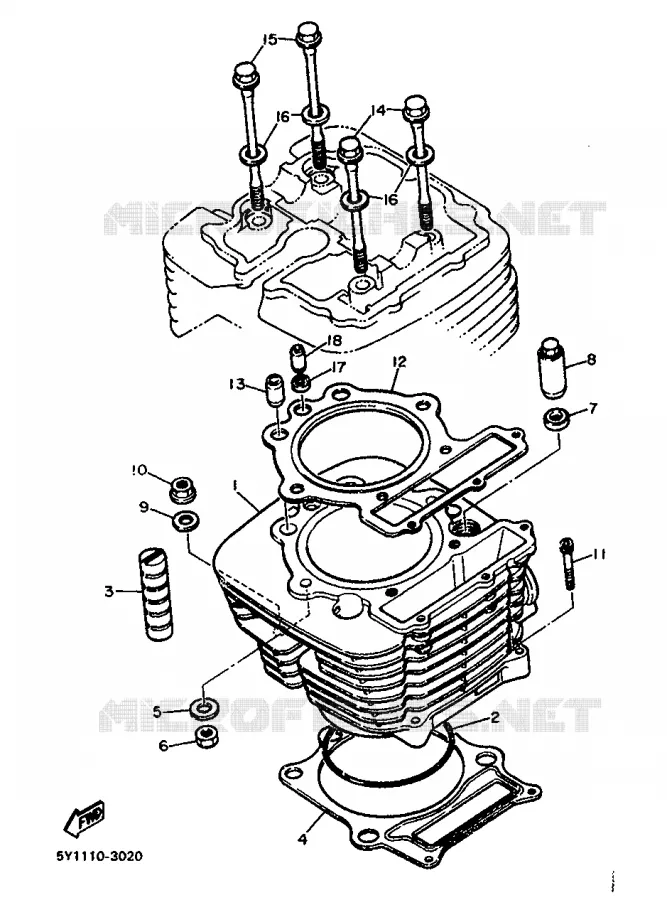 CYLINDRE Yamaha MOTO 500 1988 XT  XT500T