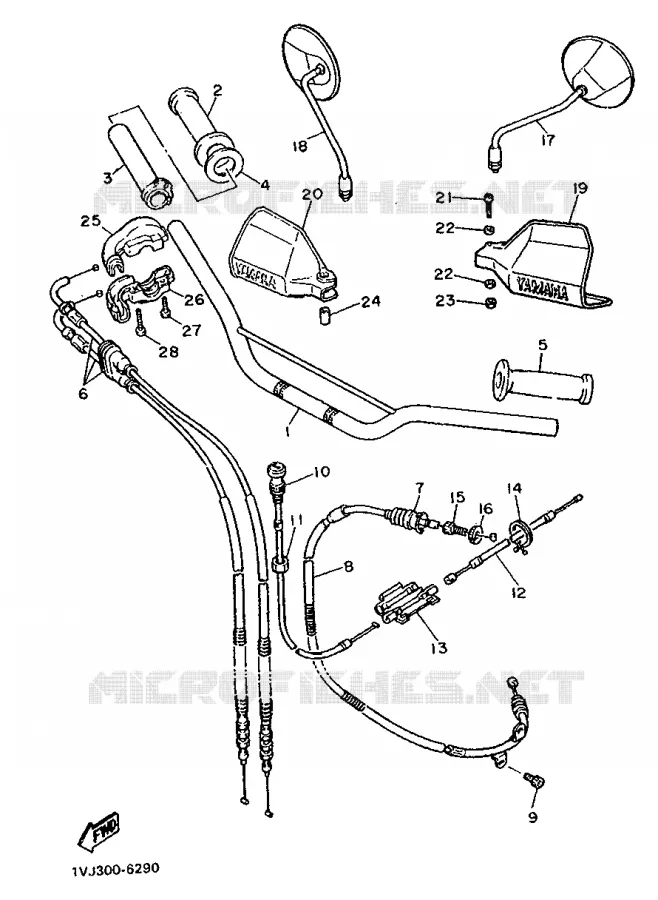 GUIDON ET CABLES Yamaha MOTO 500 1988 XTZ  XT500Z