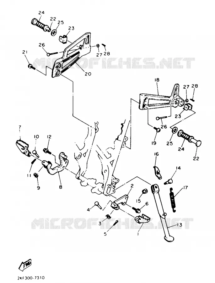 SUPPORT / REPOSE PIEDS Yamaha MOTO 600 1987 XT  XT600