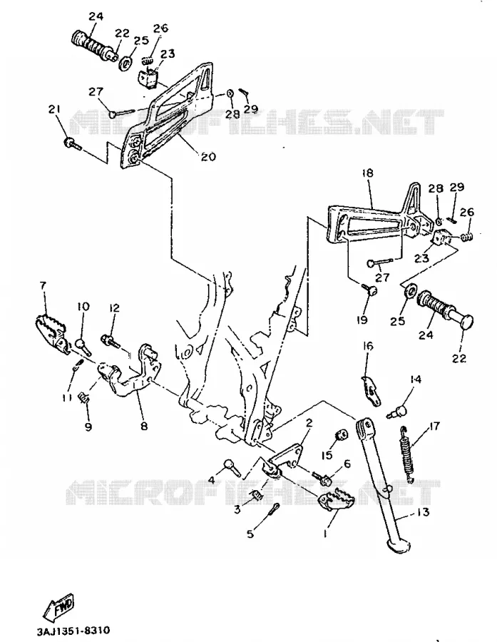 SUPPORT / REPOSE PIEDS Yamaha MOTO 600 1989 XT  XT600