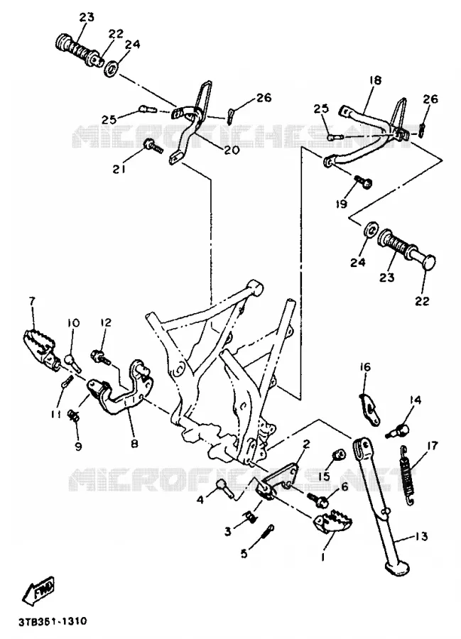 SUPPORT / REPOSE PIEDS Yamaha MOTO 600 1992 XTE  XT600E