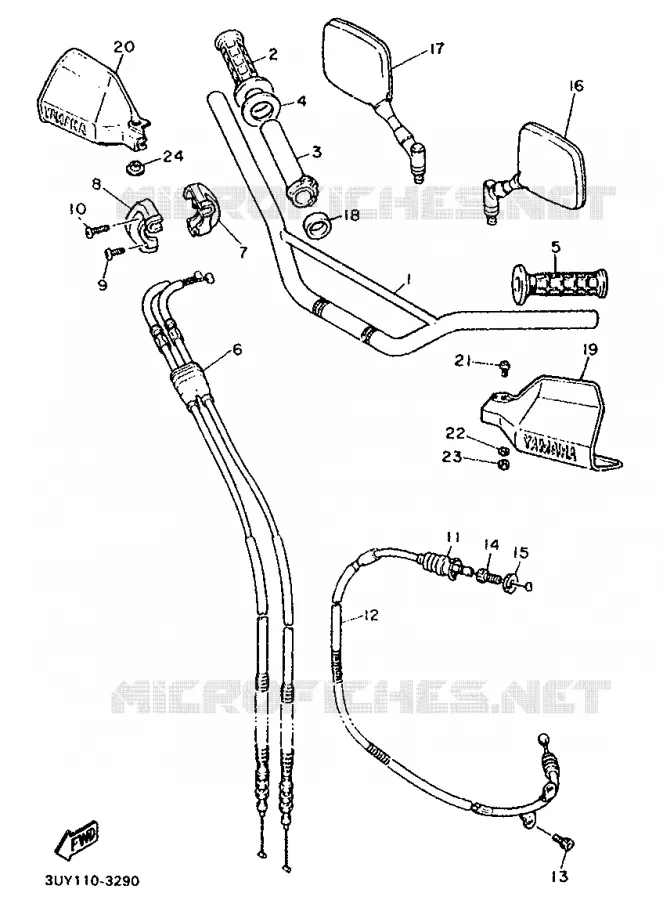 GUIDON ET CABLES Yamaha MOTO 600 1993 XTE  XT600E