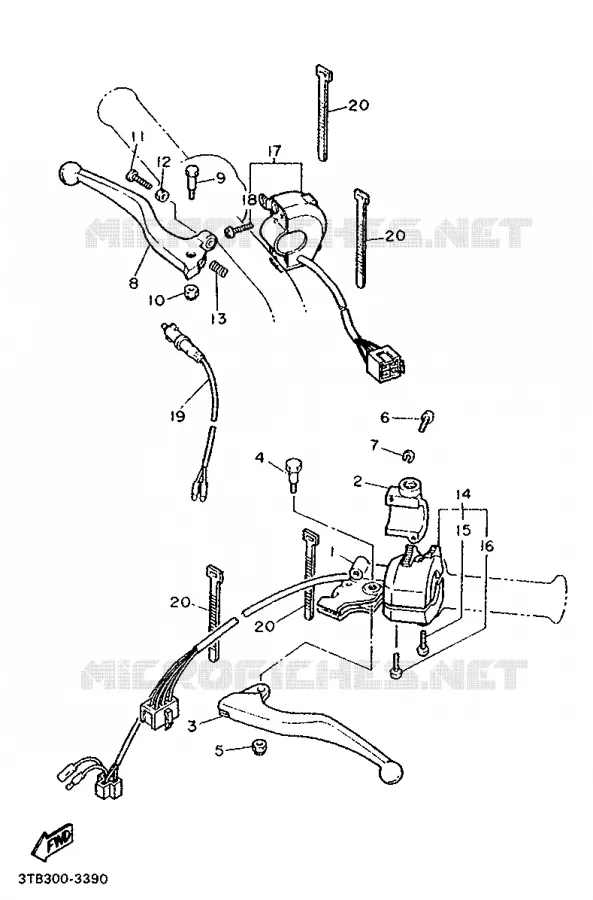 COMMODO / LEVIER Yamaha MOTO 600 1993 XTE  XT600E