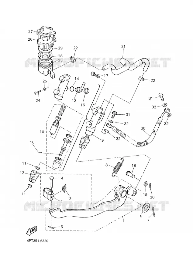 MAITRE CYLINDRE DE FREIN ARRIERE Yamaha MOTO 600 2000 XTE  XT600E