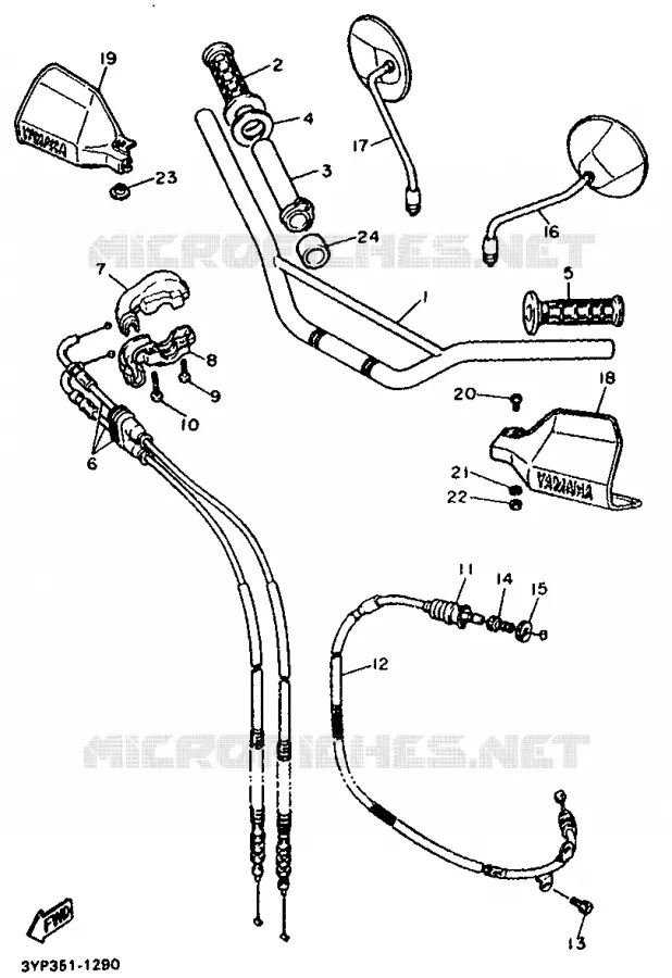GUIDON ET CABLES Yamaha MOTO 600 1992 XT  XT600K