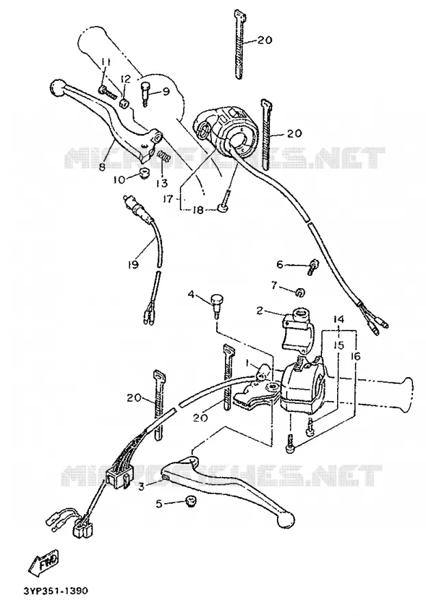 COMMODO / LEVIER Yamaha MOTO 600 1992 XT  XT600K