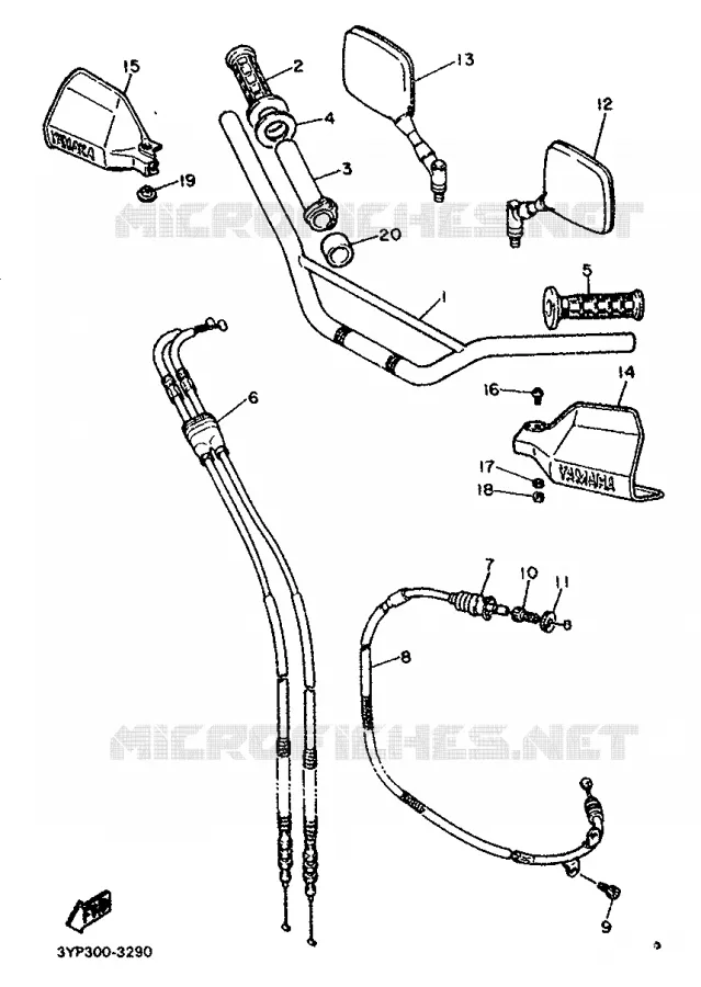 GUIDON ET CABLES Yamaha MOTO 600 1994 XT  XT600K
