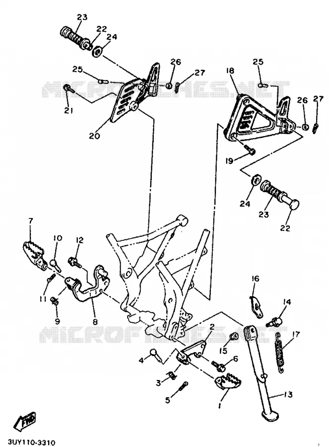 SUPPORT / REPOSE PIEDS Yamaha MOTO 600 1994 XT  XT600K