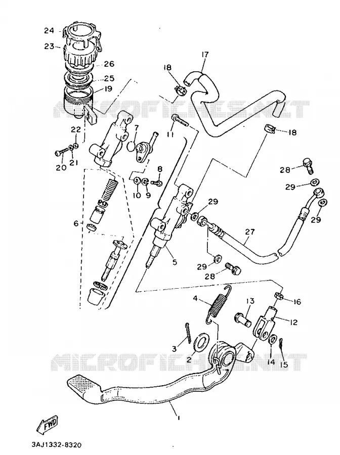 MAITRE CYLINDRE DE FREIN ARRIERE Yamaha MOTO 600 1988 XTZ  XT600Z