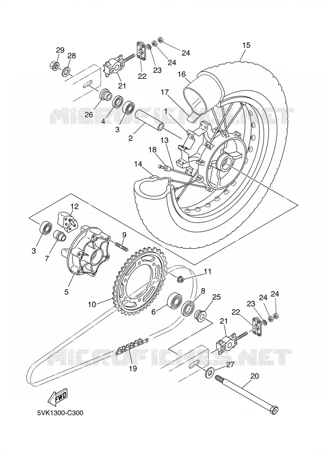 ROUE ARRIERE Yamaha MOTO 660 2004 XTR  XT660R